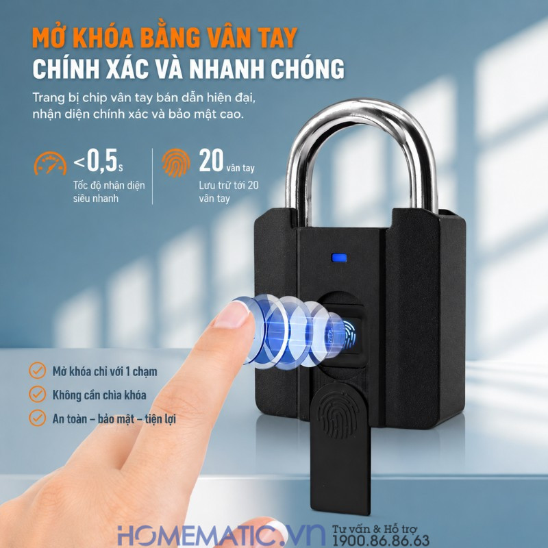 Ổ Khóa Vân Tay Cửa Cổng Chống Nước Càng 8mm Exsmith P04 Ổ Khóa Vân Tay Cửa Cổng Chống Nước Càng 8mm Exsmith P04