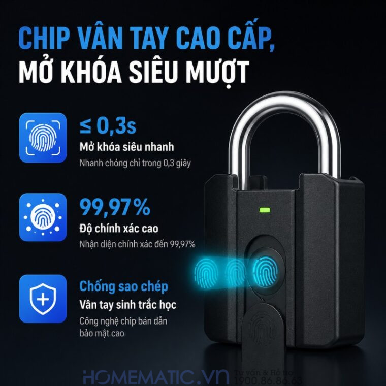 Ổ Khóa Vân Tay Cửa Cổng Chống Nước Càng 8mm Exsmith P04 Ổ Khóa Vân Tay Cửa Cổng Chống Nước Càng 8mm Exsmith P04