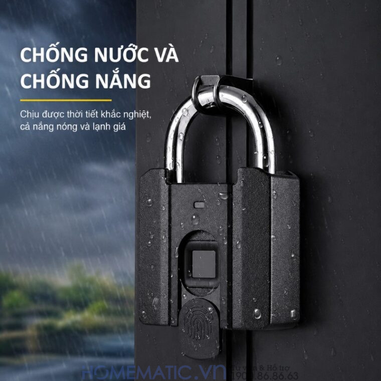 Ổ Khóa Vân Tay Cửa Cổng Chống Nước Càng 8mm Exsmith P04