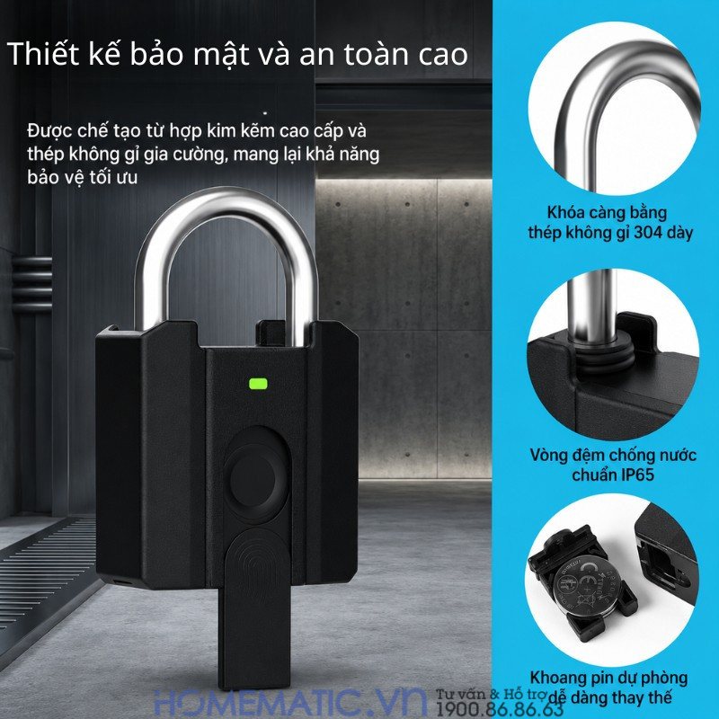 Ổ Khóa Vân Tay Cửa Cổng Chống Nước Càng 8mm Exsmith P04 Ổ Khóa Vân Tay Cửa Cổng Chống Nước Càng 8mm Exsmith P04