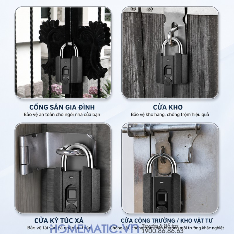Ổ Khóa Vân Tay Cửa Cổng Chống Nước Càng 8mm Exsmith P04 Ổ Khóa Vân Tay Cửa Cổng Chống Nước Càng 8mm Exsmith P04