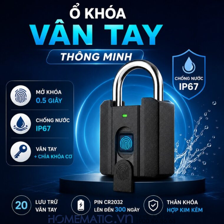 Ổ Khóa Vân Tay Cửa Cổng Chống Nước Càng 8mm Exsmith P04 Ổ Khóa Vân Tay Cửa Cổng Chống Nước Càng 8mm Exsmith P04