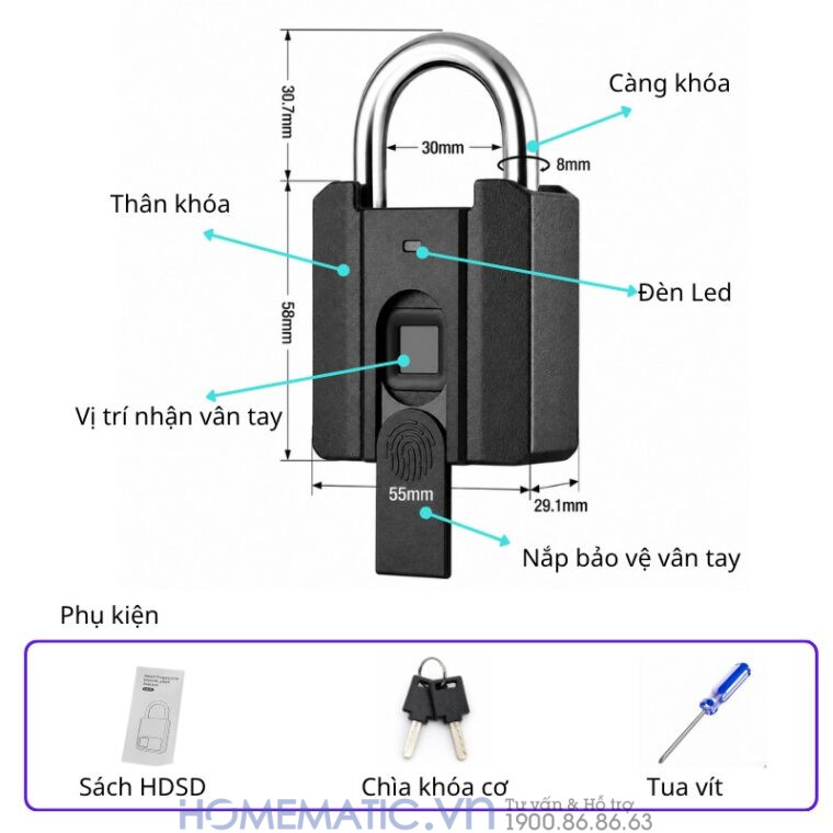 Ổ Khóa Vân Tay Cửa Cổng Chống Nước Càng 8mm Exsmith P04 Ổ Khóa Vân Tay Cửa Cổng Chống Nước Càng 8mm Exsmith P04