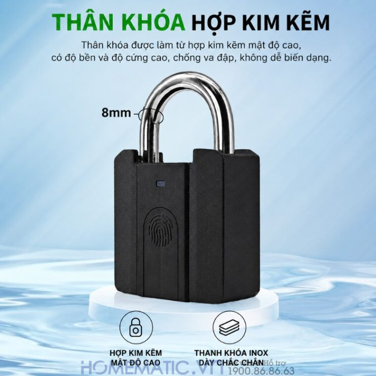 Ổ Khóa Vân Tay Cửa Cổng Chống Nước Càng 8mm Exsmith P04 Ổ Khóa Vân Tay Cửa Cổng Chống Nước Càng 8mm Exsmith P04