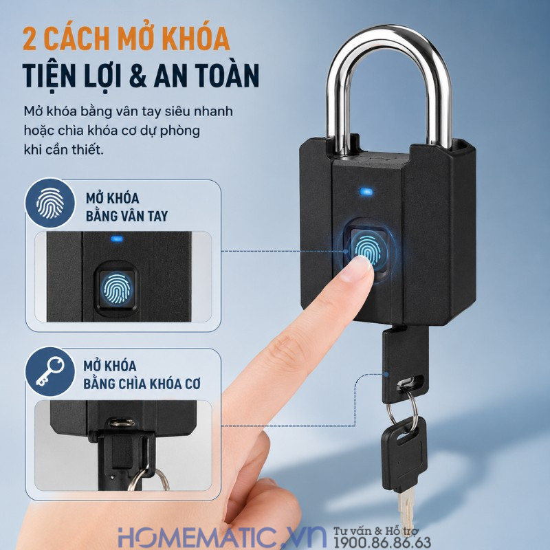 Ổ Khóa Vân Tay Cửa Cổng Chống Nước Càng 8mm Exsmith P04 Ổ Khóa Vân Tay Cửa Cổng Chống Nước Càng 8mm Exsmith P04