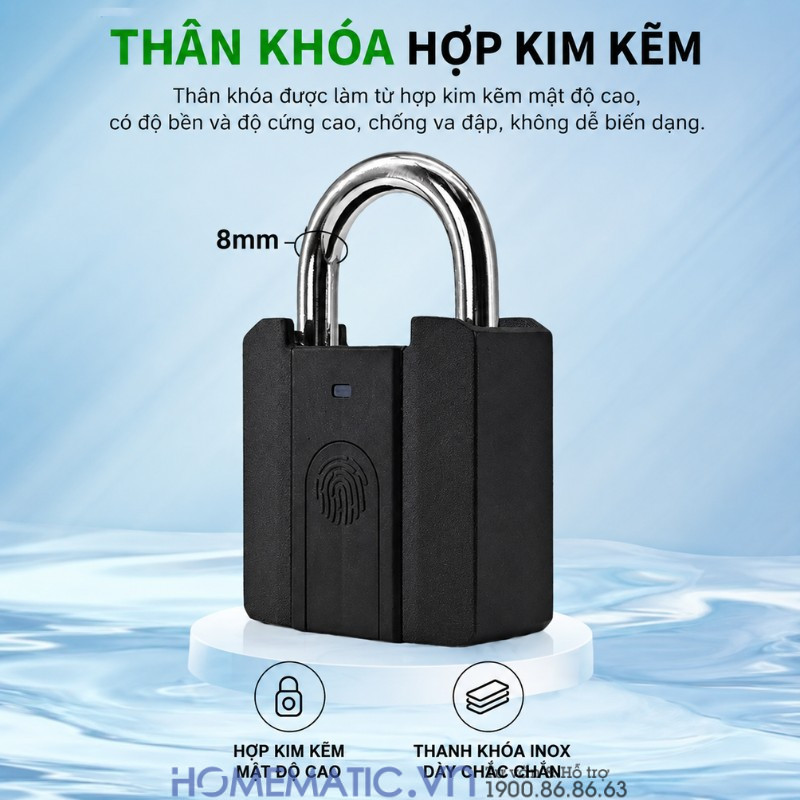 Ổ Khóa Vân Tay Cửa Cổng Chống Nước Càng 8mm Exsmith P04 Ổ Khóa Vân Tay Cửa Cổng Chống Nước Càng 8mm Exsmith P04