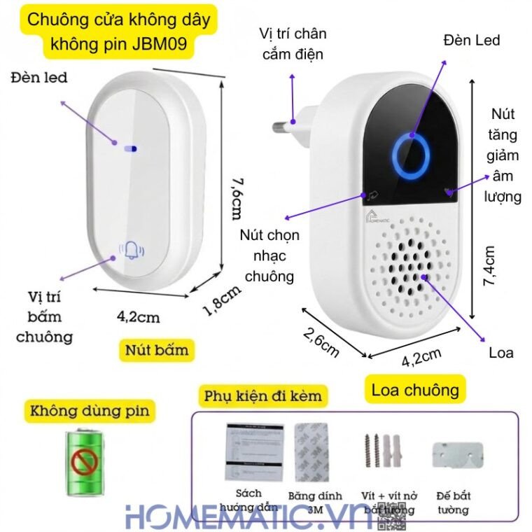 Chuông Cửa Không Dây Không Pin Jbm09