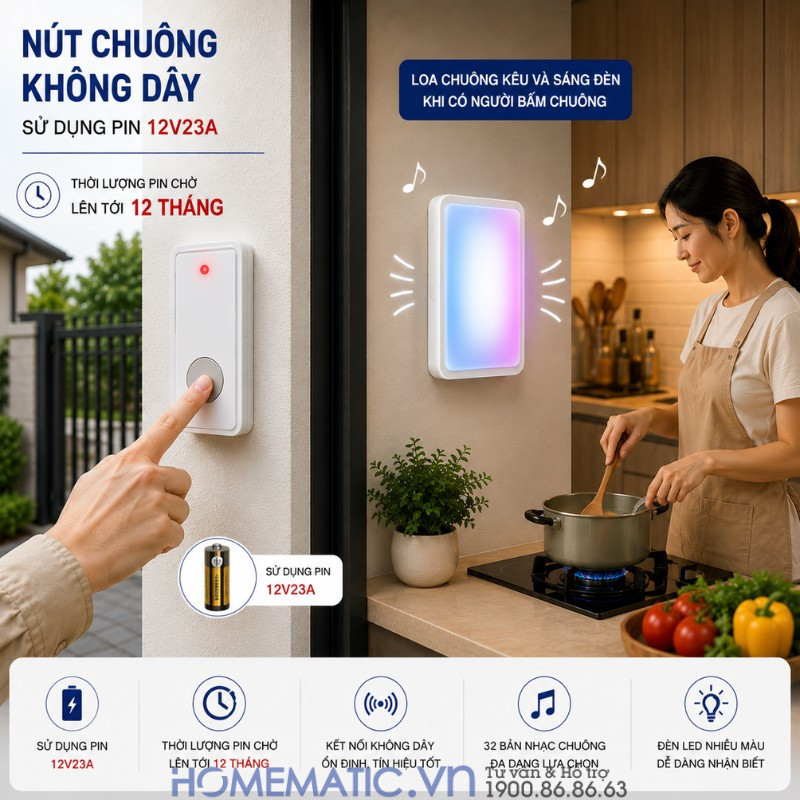 Chuông Không Dây Dùng Pin Finger Wa-013 Chuông Không Dây Dùng Pin Finger Wa-013