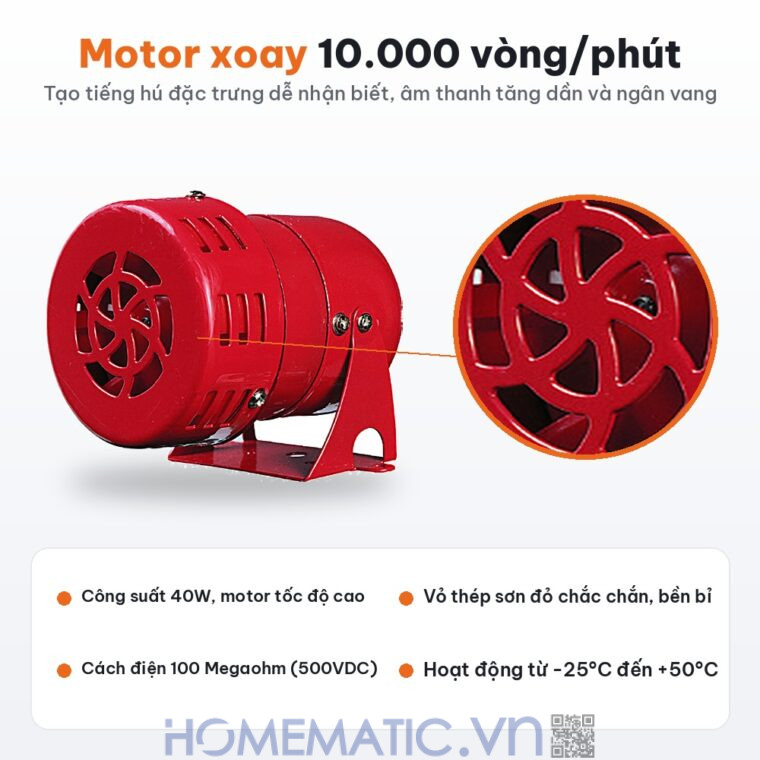 Còi hú báo động báo cháy cảnh báo an ninh báo trộm Qlightec SM30 motor xoay 10000 vòng phút Còi hú báo động báo cháy cảnh báo an ninh báo trộm Qlightec SM30 motor xoay 10000 vòng phút