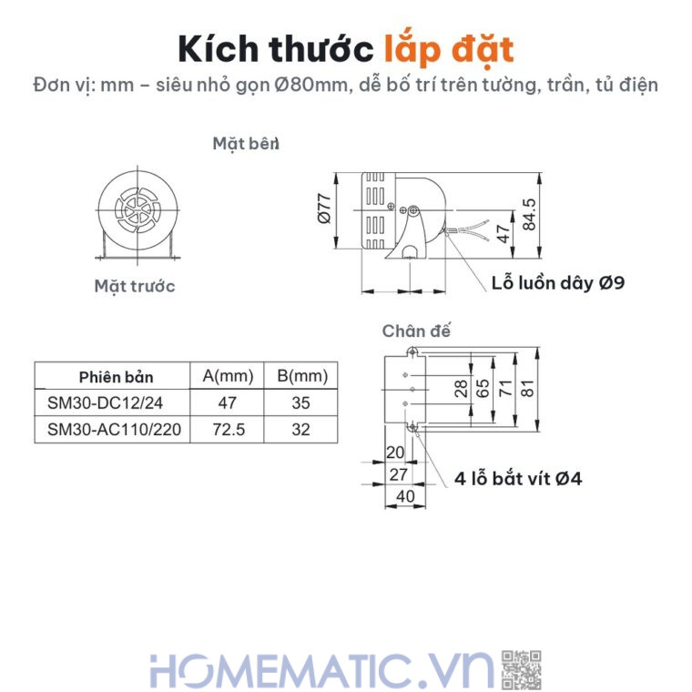 Còi hú báo động báo cháy cảnh báo an ninh báo trộm Qlightec SM30 kích thước lắp đặt Còi hú báo động báo cháy cảnh báo an ninh báo trộm Qlightec SM30 kích thước lắp đặt