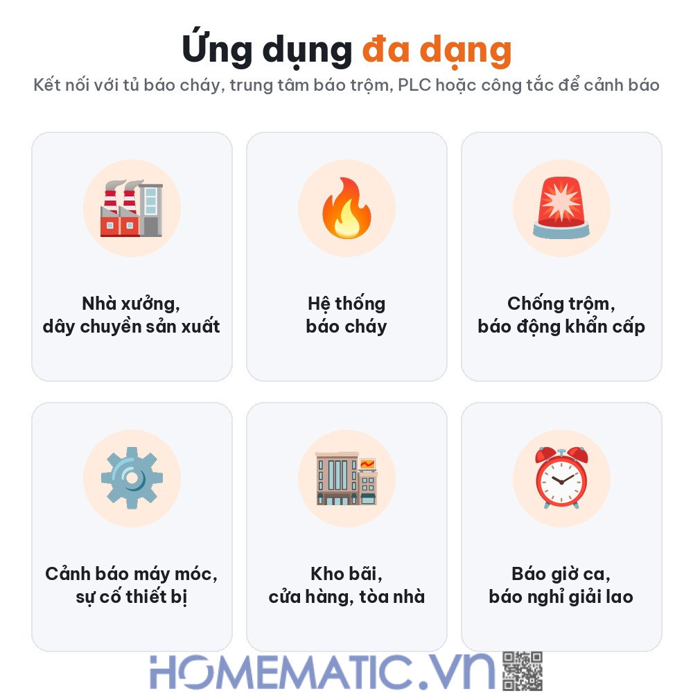 Còi hú báo động báo cháy cảnh báo an ninh báo trộm Qlightec SM30 ứng dụng báo cháy báo trộm nhà xưởng Còi hú báo động báo cháy cảnh báo an ninh báo trộm Qlightec SM30 ứng dụng báo cháy báo trộm nhà xưởng