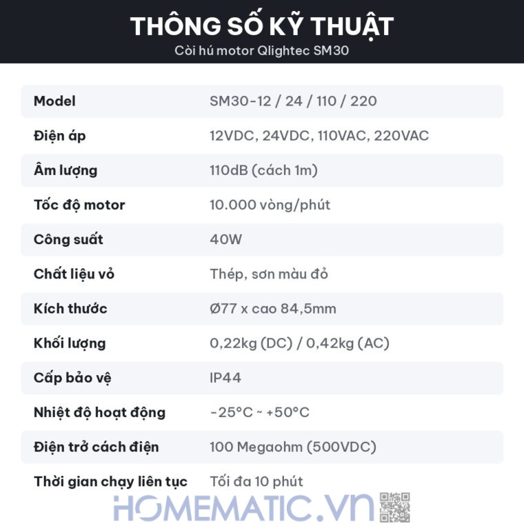 Còi hú báo động báo cháy cảnh báo an ninh báo trộm Qlightec SM30 thông số kỹ thuật Còi hú báo động báo cháy cảnh báo an ninh báo trộm Qlightec SM30 thông số kỹ thuật