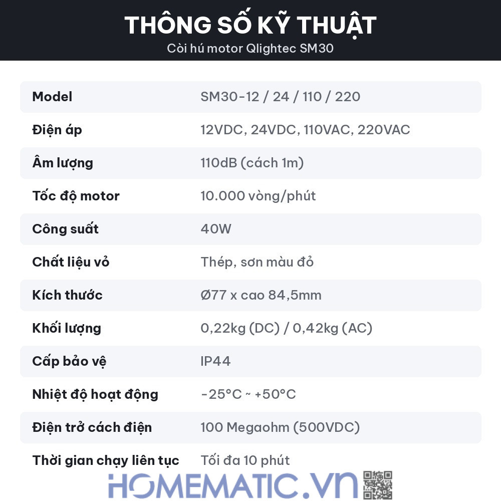 Còi hú báo động báo cháy cảnh báo an ninh báo trộm Qlightec SM30 thông số kỹ thuật Còi hú báo động báo cháy cảnh báo an ninh báo trộm Qlightec SM30 thông số kỹ thuật