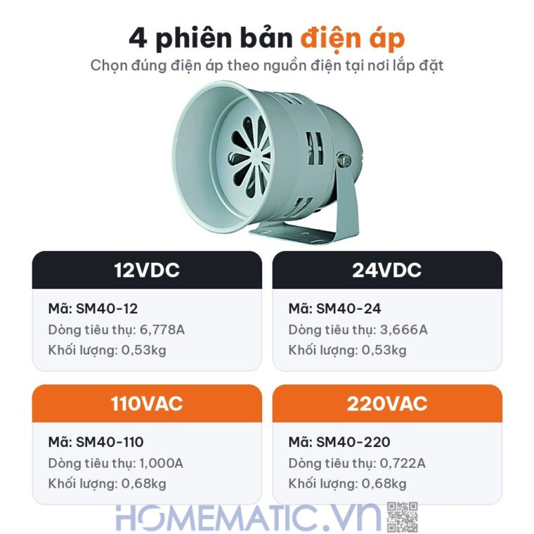Còi hú cảnh báo chống trộm báo động báo trộm báo cháy motor xoay chống nước Qlightec SM40 4 phiên bản điện áp 12V 24V 110V 220V Còi hú cảnh báo chống trộm báo động báo trộm báo cháy motor xoay chống nước Qlightec SM40 4 phiên bản điện áp 12V 24V 110V 220V
