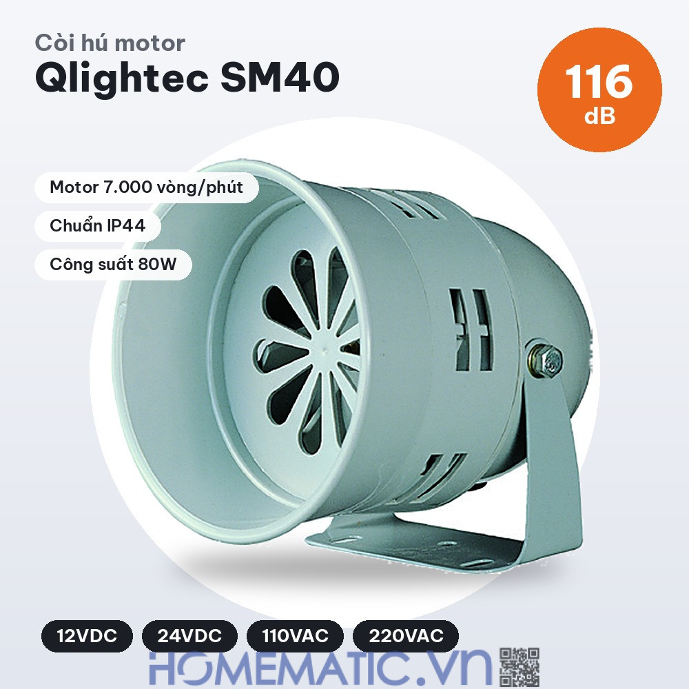 Còi hú cảnh báo chống trộm báo động báo trộm báo cháy motor xoay chống nước Qlightec SM40 âm lượng 116dB