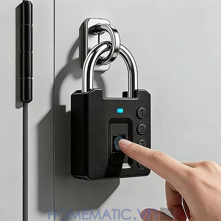 Ổ khóa vân tay mật khẩu mã số càng 8mm Exsmith P05 mở khóa bằng vân tay