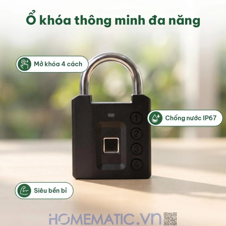 Ổ khóa vân tay mật khẩu mã số càng 8mm Exsmith P05 mở khóa 4 cách
