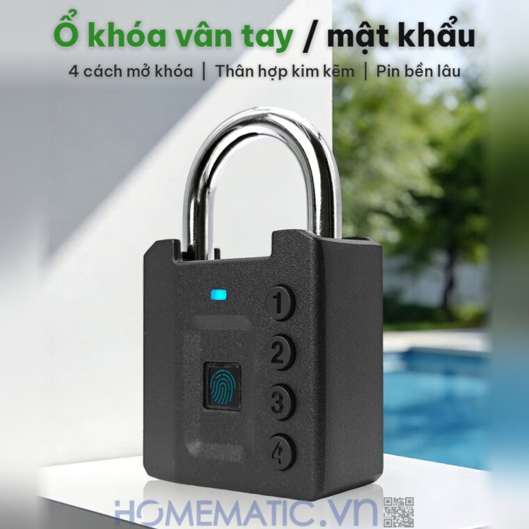 Ổ khóa vân tay mật khẩu mã số càng 8mm Exsmith P05 thiết kế thông minh
