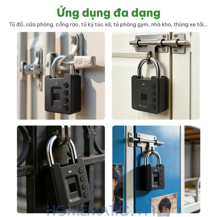 Ổ khóa vân tay mật khẩu mã số càng 8mm Exsmith P05 ứng dụng tủ đồ cổng rào nhà kho