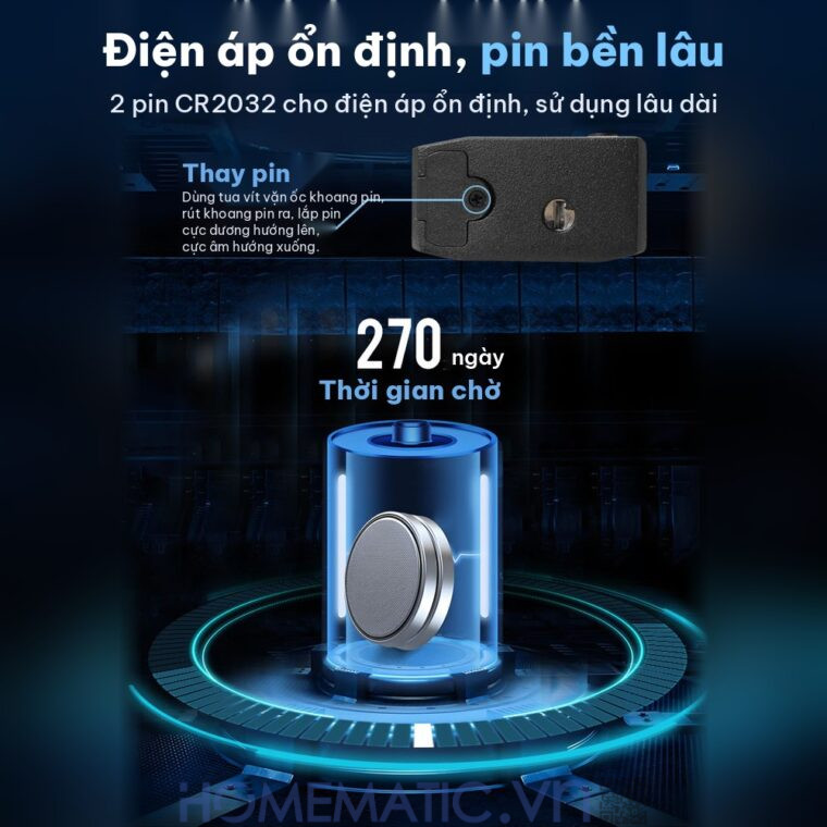 Ổ khóa vân tay mật khẩu mã số càng 8mm Exsmith P05 dùng 2 pin CR2032 thời gian chờ 270 ngày