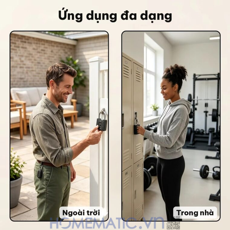 Ổ khóa vân tay mật khẩu mã số càng 8mm Exsmith P05 ứng dụng trong nhà và ngoài trời