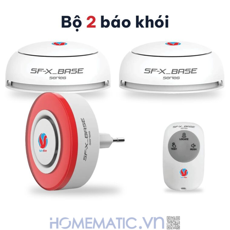 Bộ chuông báo cháy không dây Safefire Safe365 bộ 2 đầu báo khói
