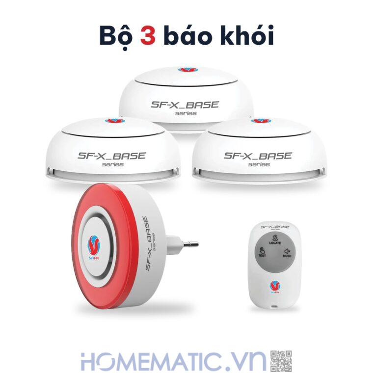 Bộ chuông báo cháy không dây Safefire Safe365 bộ 3 đầu báo khói