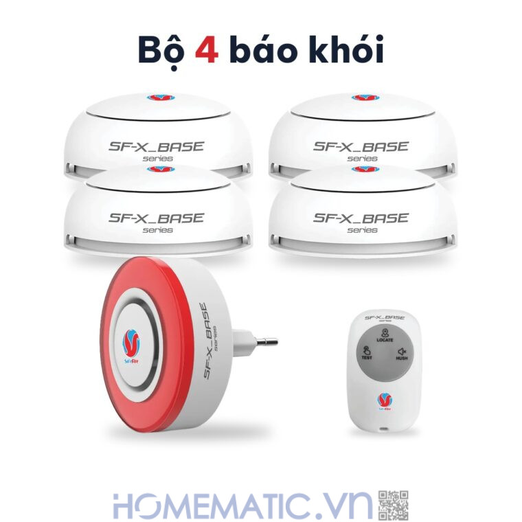 Bộ chuông báo cháy không dây Safefire Safe365 bộ 4 đầu báo khói
