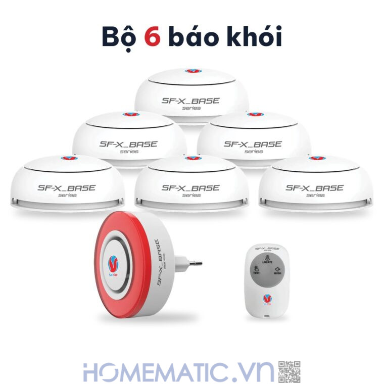 Bộ chuông báo cháy không dây Safefire Safe365 bộ 6 đầu báo khói Bộ chuông báo cháy không dây Safefire Safe365 bộ 6 đầu báo khói