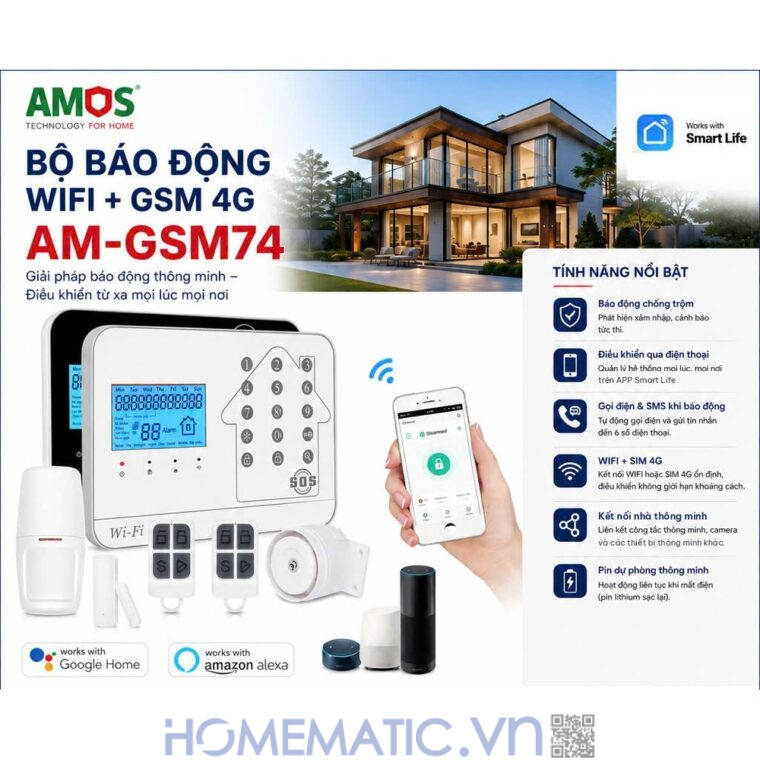 Bộ thiết bị chống trộm báo qua điện thoại dùng sim 4G +wifi Amos AM-GSM74 tính năng nổi bật Bộ thiết bị chống trộm báo qua điện thoại dùng sim 4G +wifi Amos AM-GSM74 tính năng nổi bật