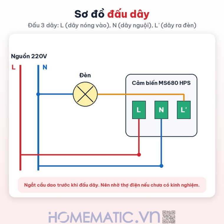 Cảm biến hiện diện âm trần Homematic MS680 HPS sơ đồ đấu dây