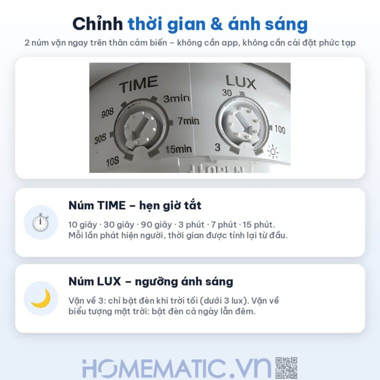 Cảm biến hiện diện âm trần Homematic MS680 HPS chỉnh thời gian và ánh sáng