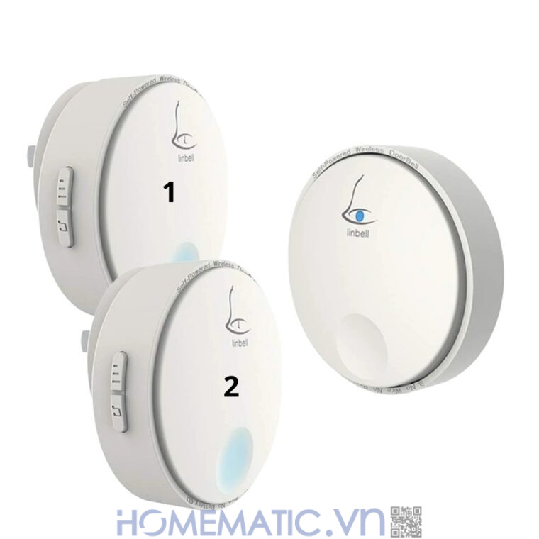 Chuông Cửa Không Dây Không Dùng Pin Linptech Nút Bấm Tròn Lp-g2sw bộ 1 nút 2 loa