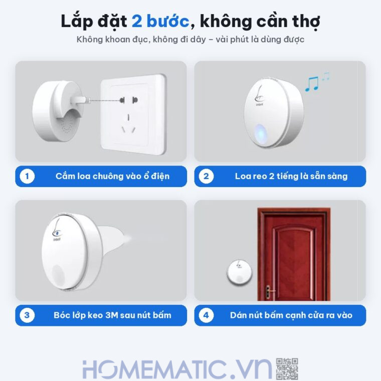 Chuông cửa không dây không dùng Pin Linptech nút bấm tròn LP-G2SW lắp đặt 2 bước Chuông cửa không dây không dùng Pin Linptech nút bấm tròn LP-G2SW lắp đặt 2 bước
