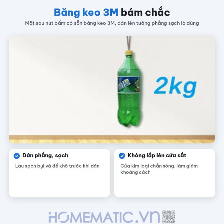 Chuông cửa không dây không dùng Pin Linptech nút bấm tròn LP-G2SW dán băng keo 3M Chuông cửa không dây không dùng Pin Linptech nút bấm tròn LP-G2SW dán băng keo 3M