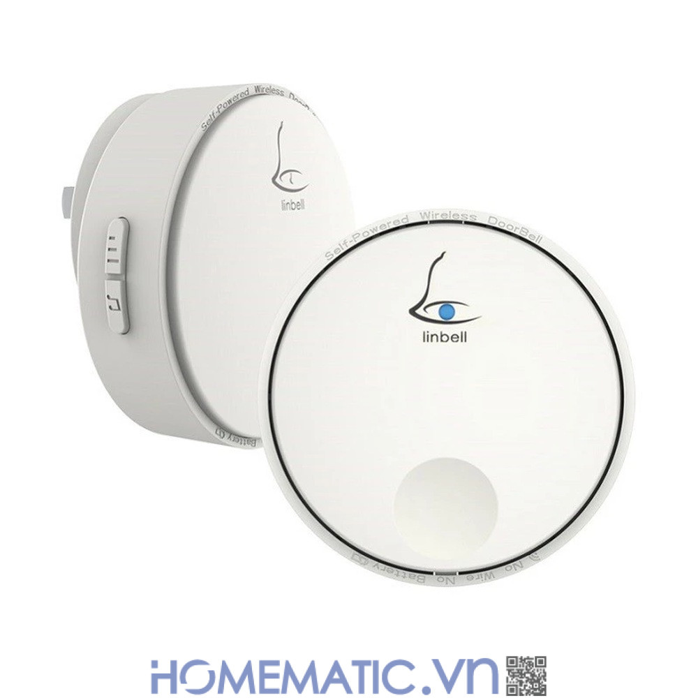 Chuông cửa không dây không dùng Pin Linptech nút bấm tròn LP-G2SW bộ nút bấm và loa chuông