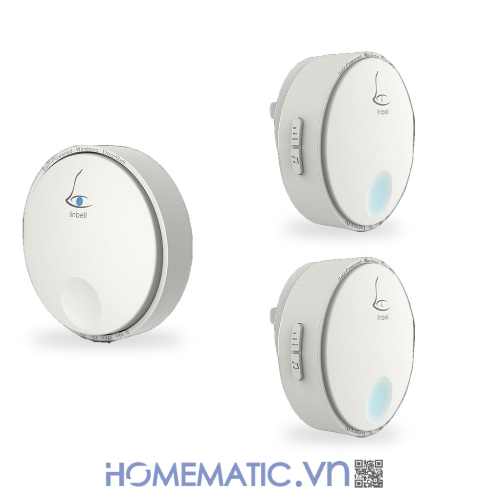 Chuông cửa không dây không dùng Pin Linptech nút bấm tròn LP-G2SW bộ 1 nút bấm 2 loa chuông