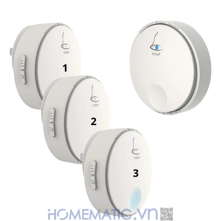 Chuông Cửa Không Dây Không Dùng Pin Linptech Nút Bấm Tròn Lp-g2sw bộ 1 nút 3 loa