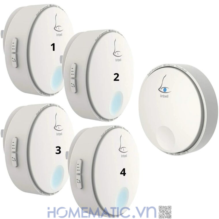 Chuông Cửa Không Dây Không Dùng Pin Linptech Nút Bấm Tròn Lp-g2sw bộ 1 nút 4 loa