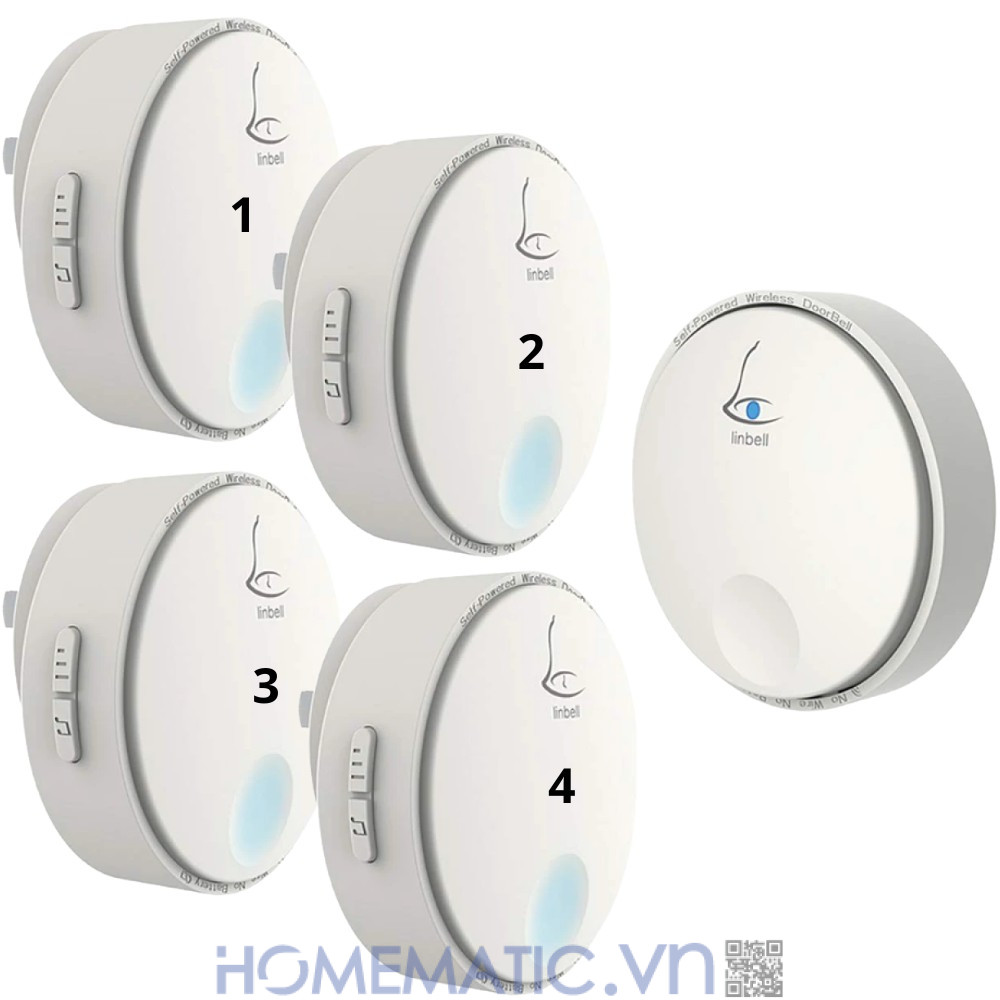 Chuông Cửa Không Dây Không Dùng Pin Linptech Nút Bấm Tròn Lp-g2sw bộ 1 nút 4 loa Chuông Cửa Không Dây Không Dùng Pin Linptech Nút Bấm Tròn Lp-g2sw bộ 1 nút 4 loa