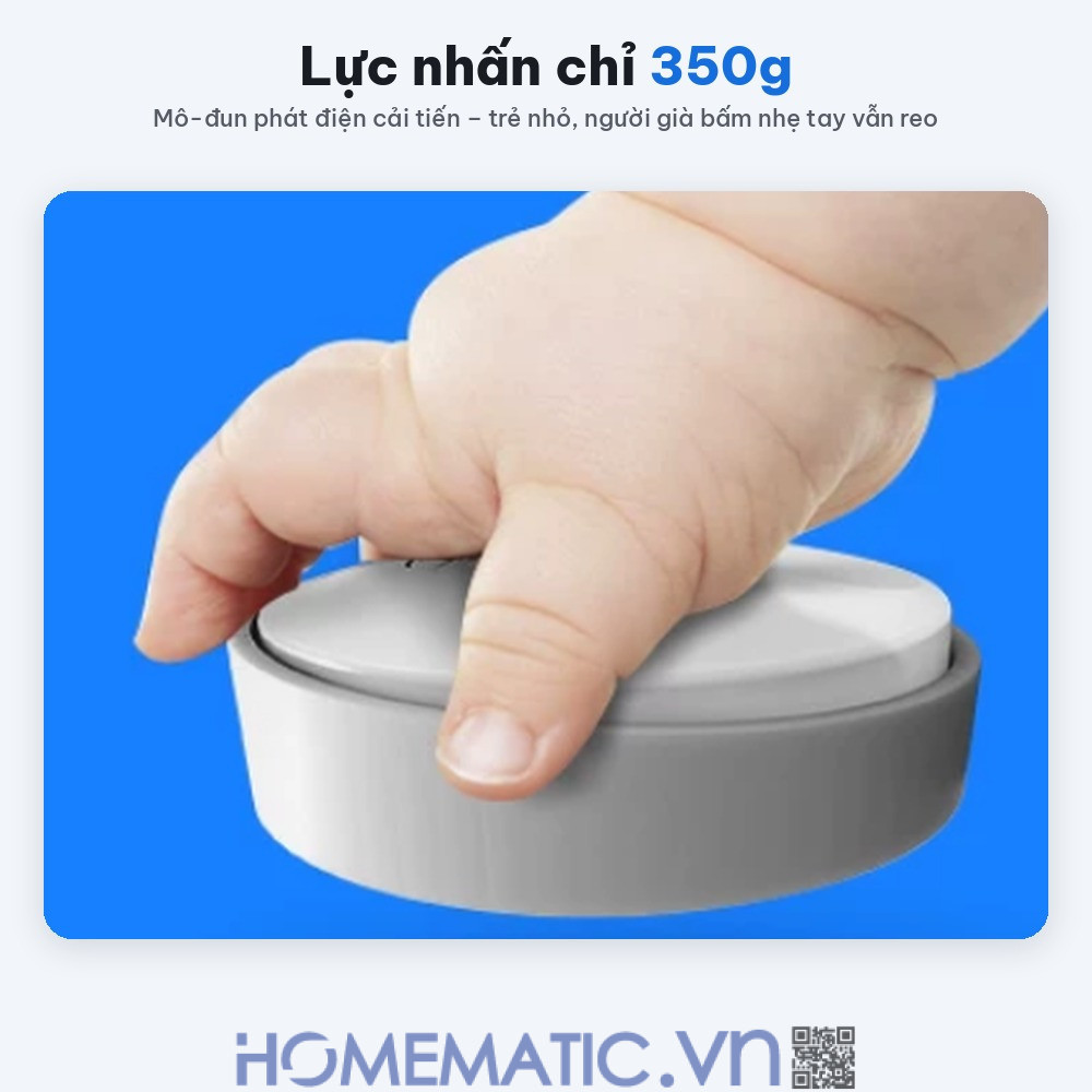 Chuông cửa không dây không dùng Pin Linptech nút bấm tròn LP-G2SW lực nhấn nhẹ 350g Chuông cửa không dây không dùng Pin Linptech nút bấm tròn LP-G2SW lực nhấn nhẹ 350g