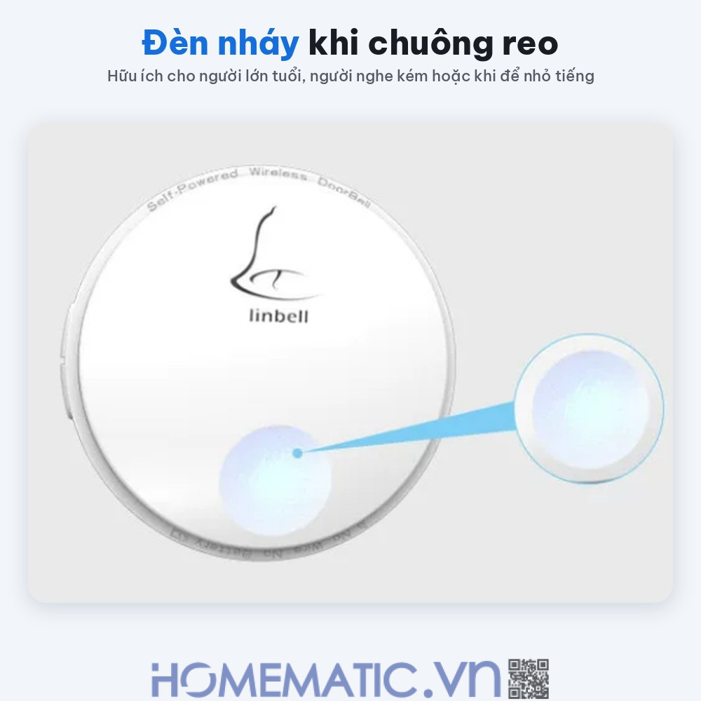 Chuông cửa không dây không dùng Pin Linptech nút bấm tròn LP-G2SW đèn nháy khi chuông reo Chuông cửa không dây không dùng Pin Linptech nút bấm tròn LP-G2SW đèn nháy khi chuông reo