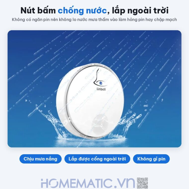 Chuông cửa không dây không dùng Pin Linptech nút bấm tròn LP-G2SW nút bấm chống nước lắp ngoài trời Chuông cửa không dây không dùng Pin Linptech nút bấm tròn LP-G2SW nút bấm chống nước lắp ngoài trời