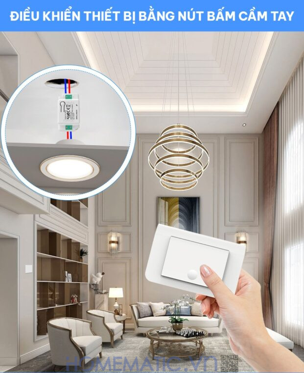Công tắc không dây không dùng pin WHK01-RB4 điều khiển bằng nút bấm cầm tay