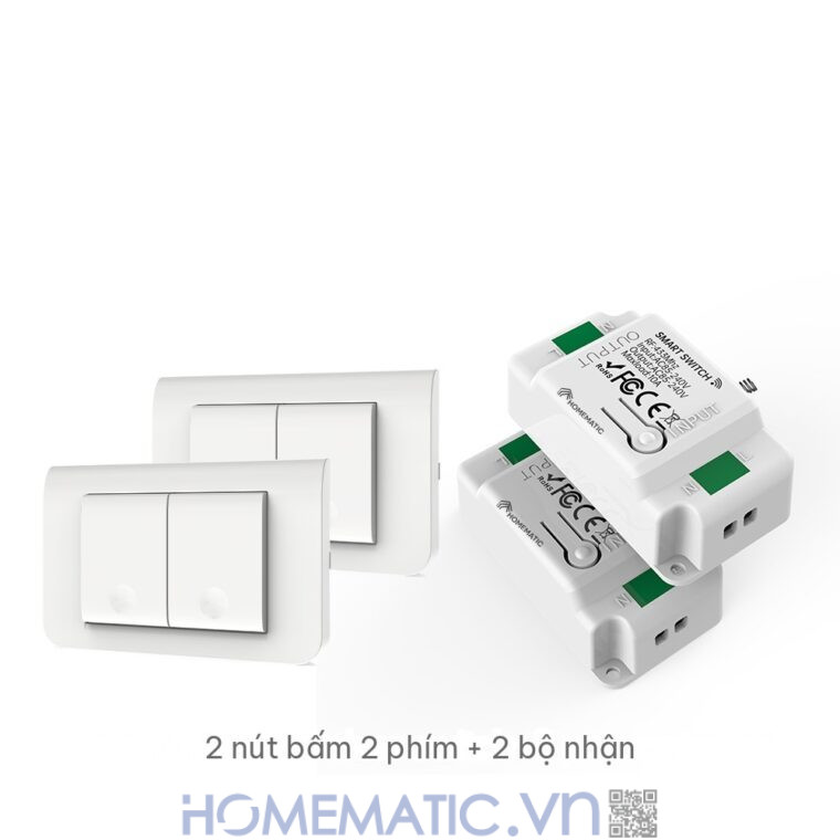 Công tắc không dây không dùng pin WHK01-RB4 bộ 2 nút bấm 2 phím