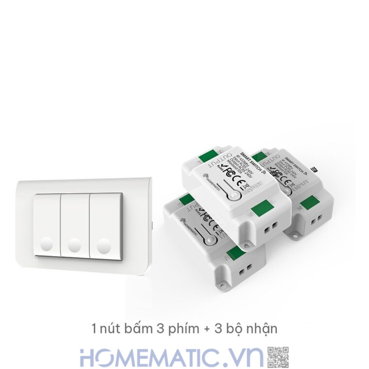 Công tắc không dây không dùng pin WHK01-RB4 bộ 1 nút bấm 3 phím