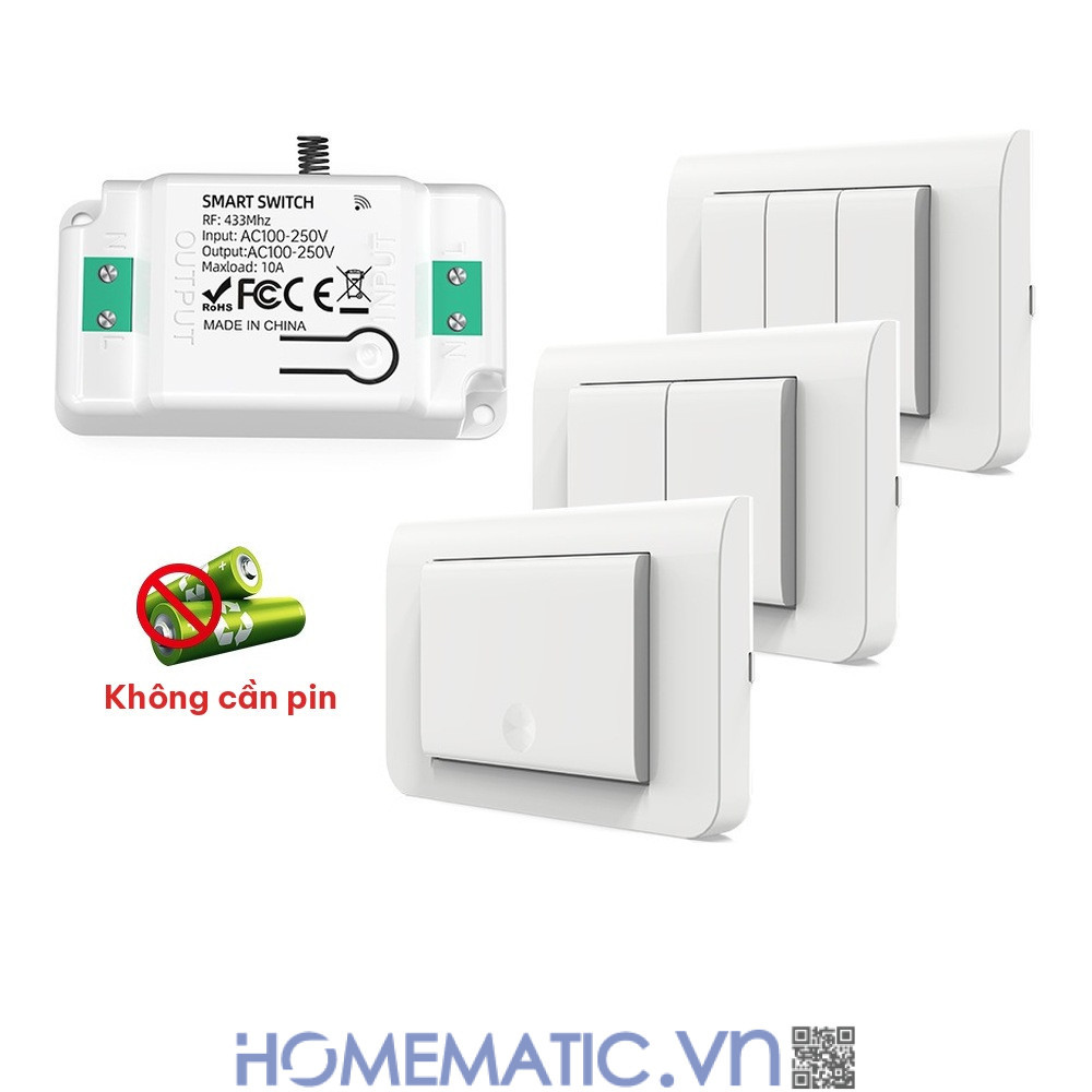 Công tắc không dây không dùng pin WHK01-RB4 bộ nút bấm và bộ nhận