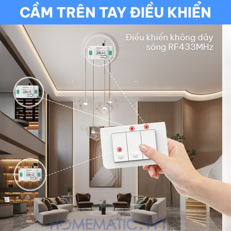 Công tắc không dây không dùng pin WHK01-RB4 cầm tay điều khiển