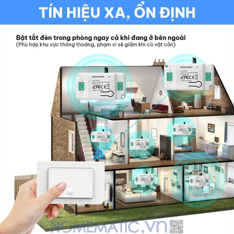 Công tắc không dây không dùng pin WHK01-RB4 tín hiệu xa ổn định