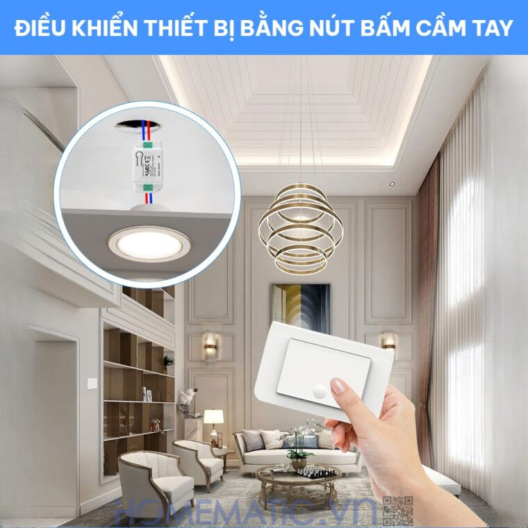 Công tắc không dây không dùng pin WHK01-RB4 điều khiển bằng nút bấm cầm tay